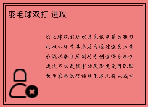 羽毛球双打 进攻